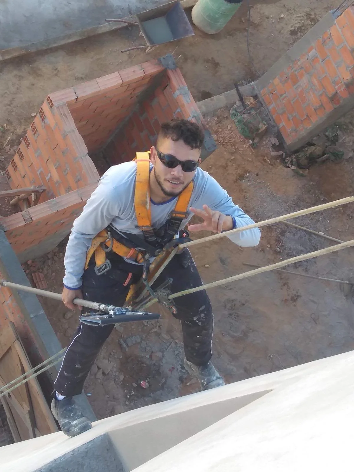 Johnnathan working on a construction site early in his career in Brazil